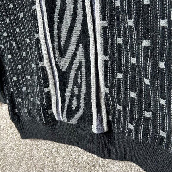Vtg Barrage Coogi Style Sweater Mens M Black/Gray 3D Geometric Knit Pullover - Picture 4 of 10